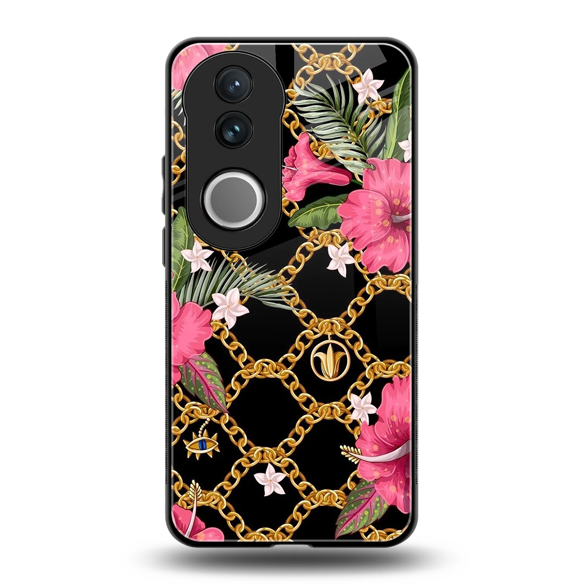 Gilded Petals back phone cover | glass case for vivo v50