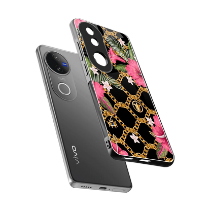 Gilded Petals sleek vivo v50 cover with tempered glass back and TPU edges