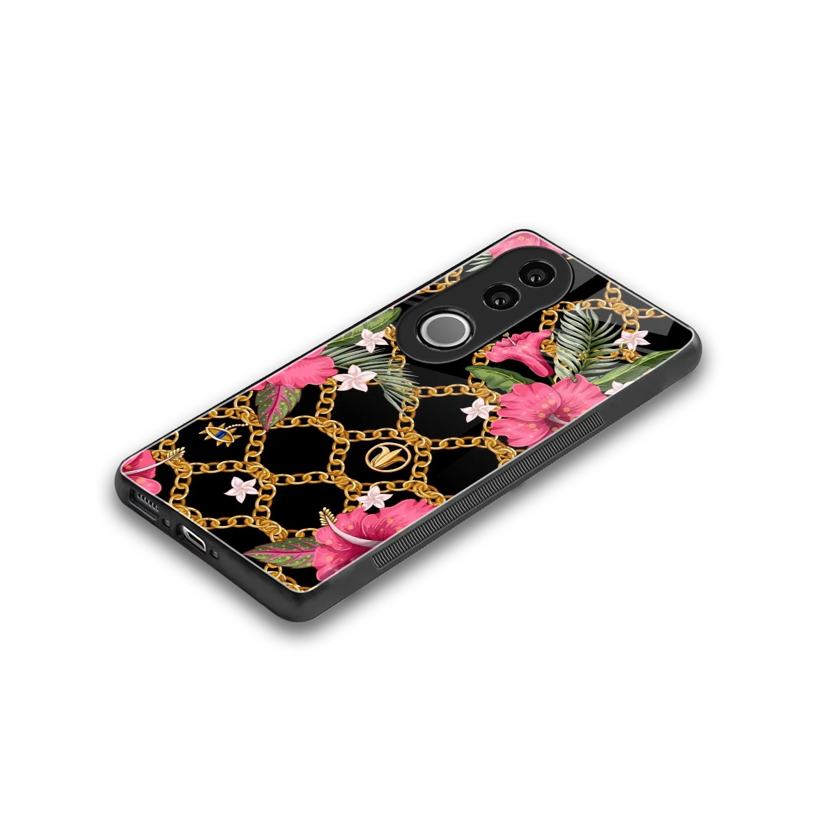 Gilded Petals stylish phone case for vivo v50 | glossy glass and slim fit