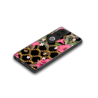 Gilded Petals stylish phone case for vivo v50 | glossy glass and slim fit