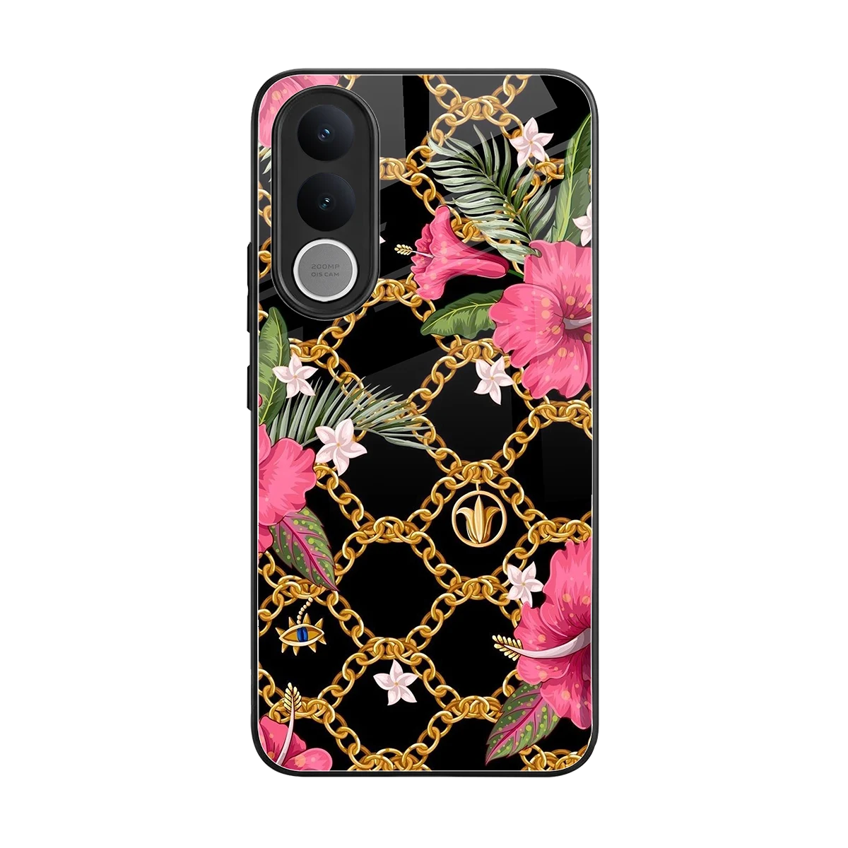 Gilded Petals back phone cover | glass case for vivo v70 fe
