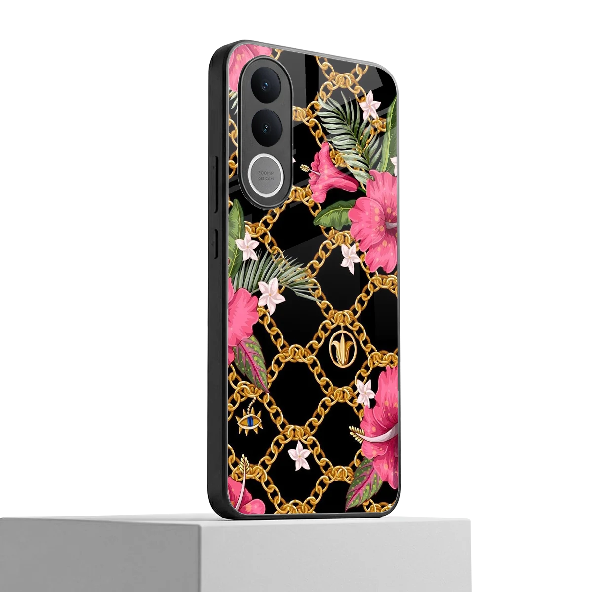 Gilded Petals vivo v70 fe mobile cover | shockproof glass phone case