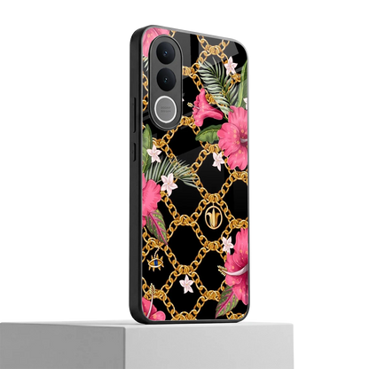 Gilded Petals vivo v70 fe mobile cover | shockproof glass phone case