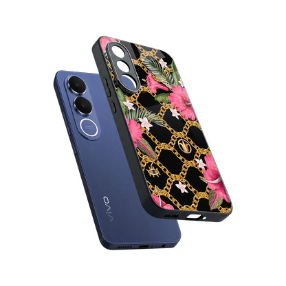 Gilded Petals sleek vivo v70 fe cover with tempered glass back and TPU edges
