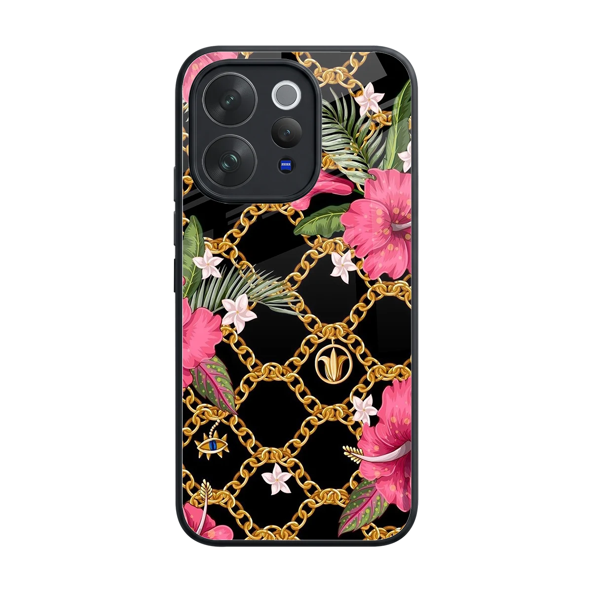 Gilded Petals back phone cover | glass case for vivo v70