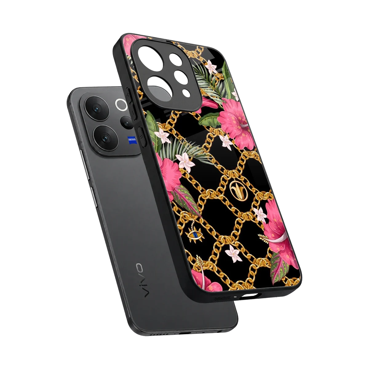 Gilded Petals sleek vivo v70 cover with tempered glass back and TPU edges