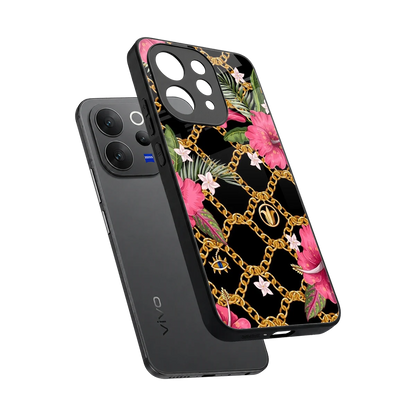 Gilded Petals sleek vivo v70 cover with tempered glass back and TPU edges