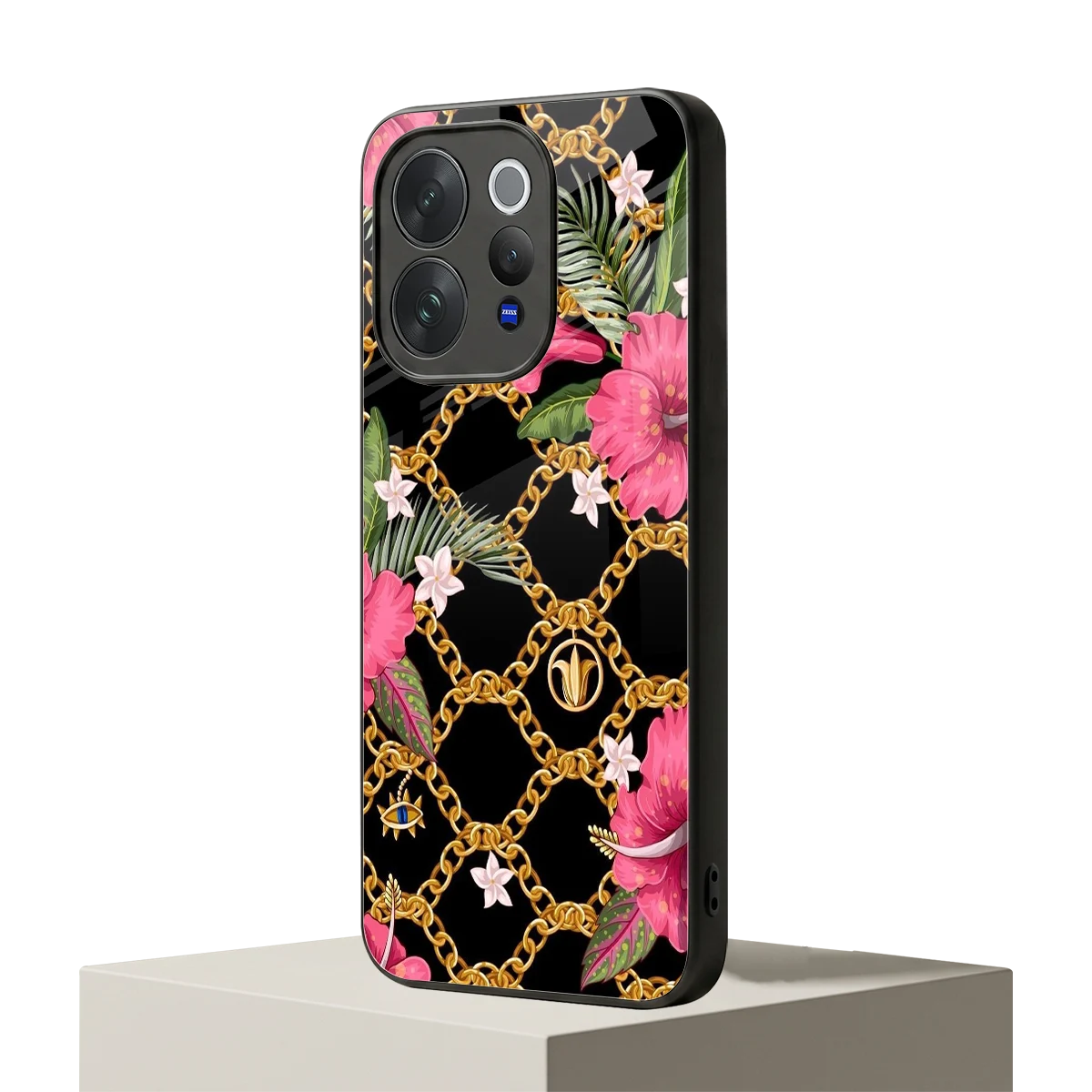 Gilded Petals vivo v70 elite mobile cover | shockproof glass phone case