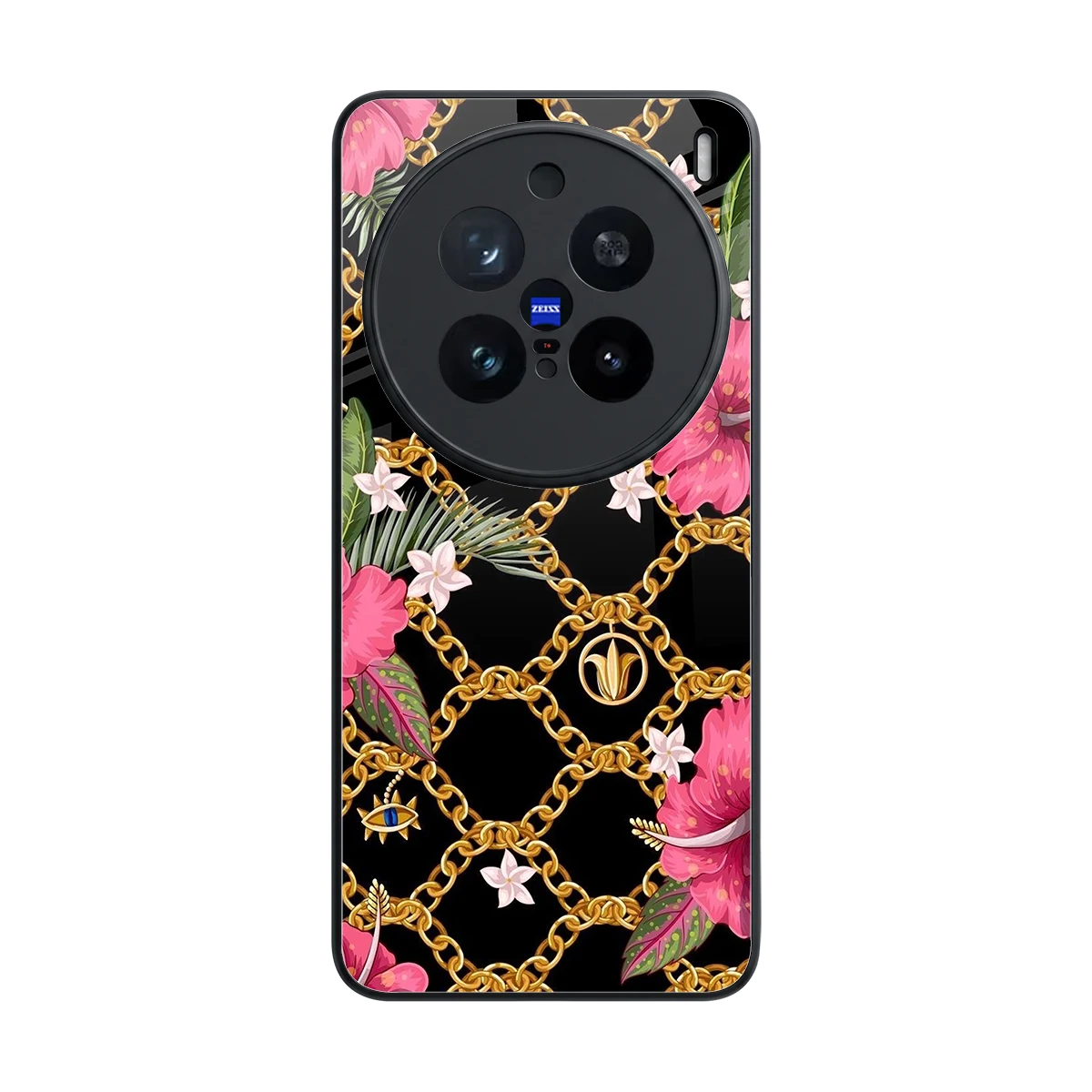 Gilded Petals back phone cover | glass case for vivo x200 pro