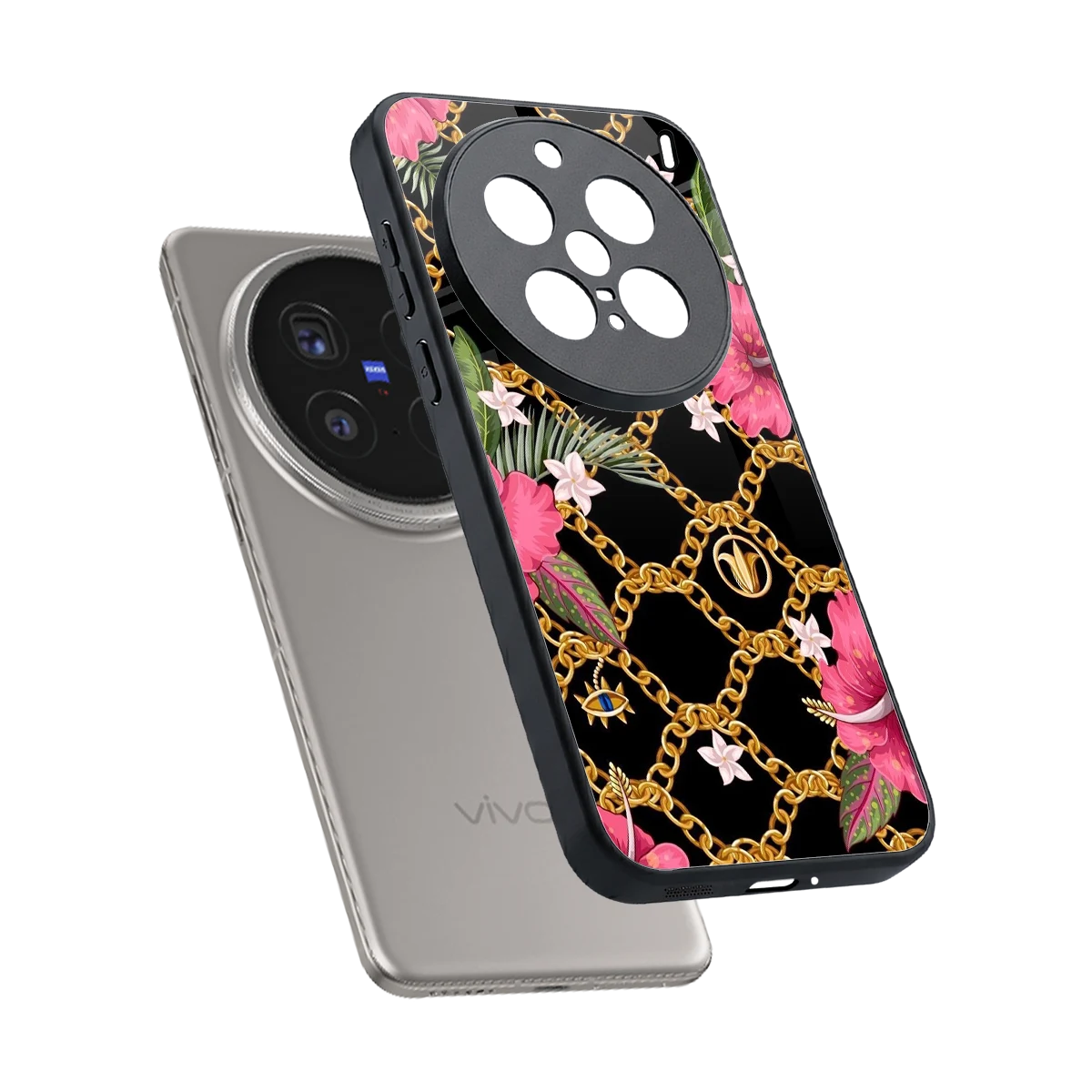 Gilded Petals sleek vivo x200 pro cover with tempered glass back and TPU edges