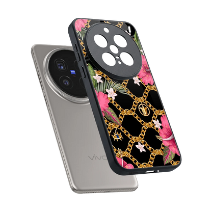 Gilded Petals sleek vivo x200 pro cover with tempered glass back and TPU edges