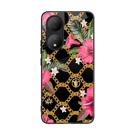 Gilded Petals back phone cover | glass case for Vivo-y100