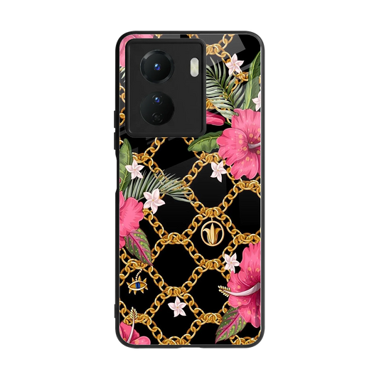 Gilded Petals back phone cover | glass case for vivo y16