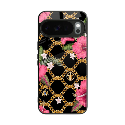 Gilded Petals back phone cover | glass case for google pixel 10 pro