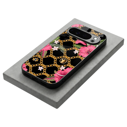 Gilded Petals stylish phone case for google pixel 10 pro | glossy glass and slim fit