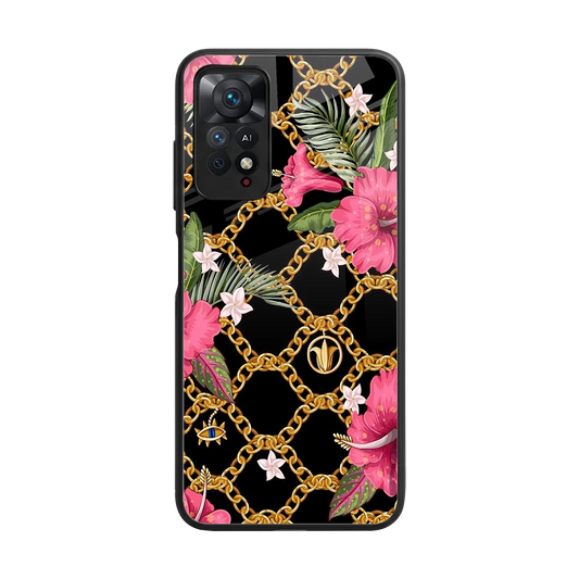 Gilded Petals back phone cover | glass case for redmi note 11 pro