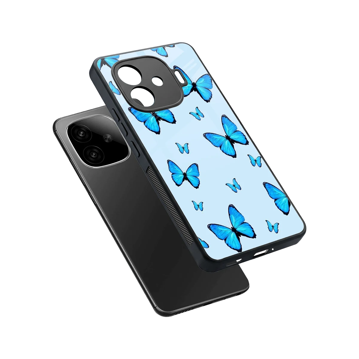 Gimme Butterflies Aesthetic sleek iqoo neo 10r 5g cover with tempered glass back and TPU edges