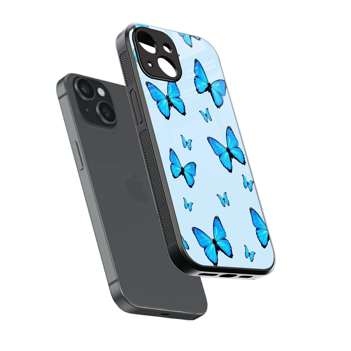 Gimme Butterflies Aesthetic sleek iphone 13 mini cover with tempered glass back and TPU edges