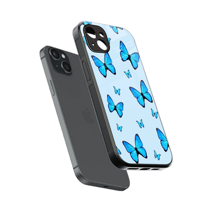 Gimme Butterflies Aesthetic sleek iphone 14 plus cover with tempered glass back and TPU edges