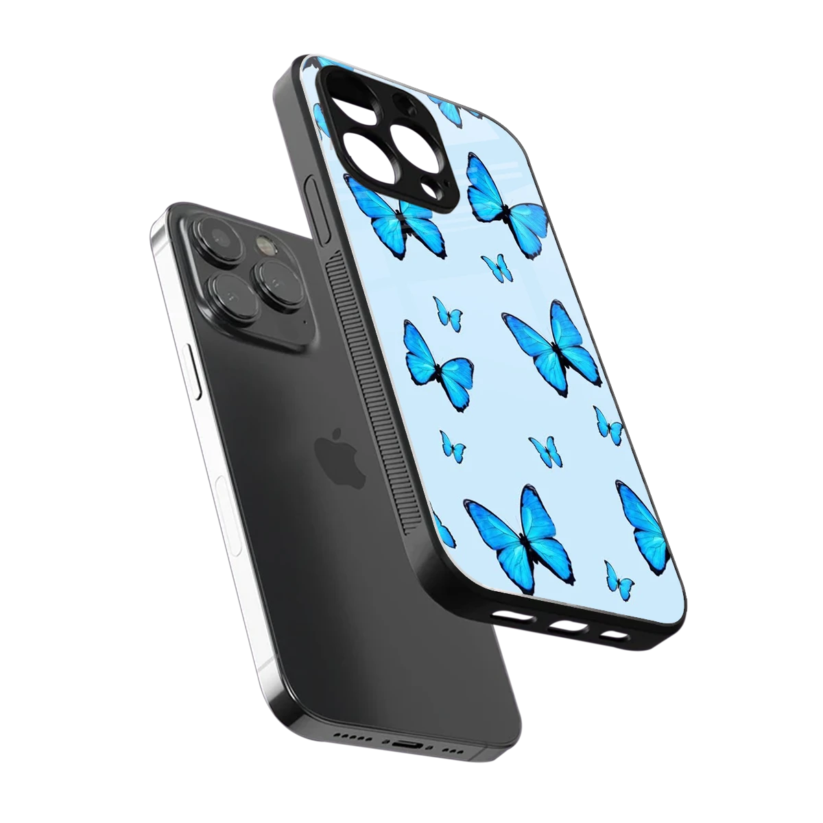 Gimme Butterflies Aesthetic sleek iphone 15 pro cover with tempered glass back and TPU edges