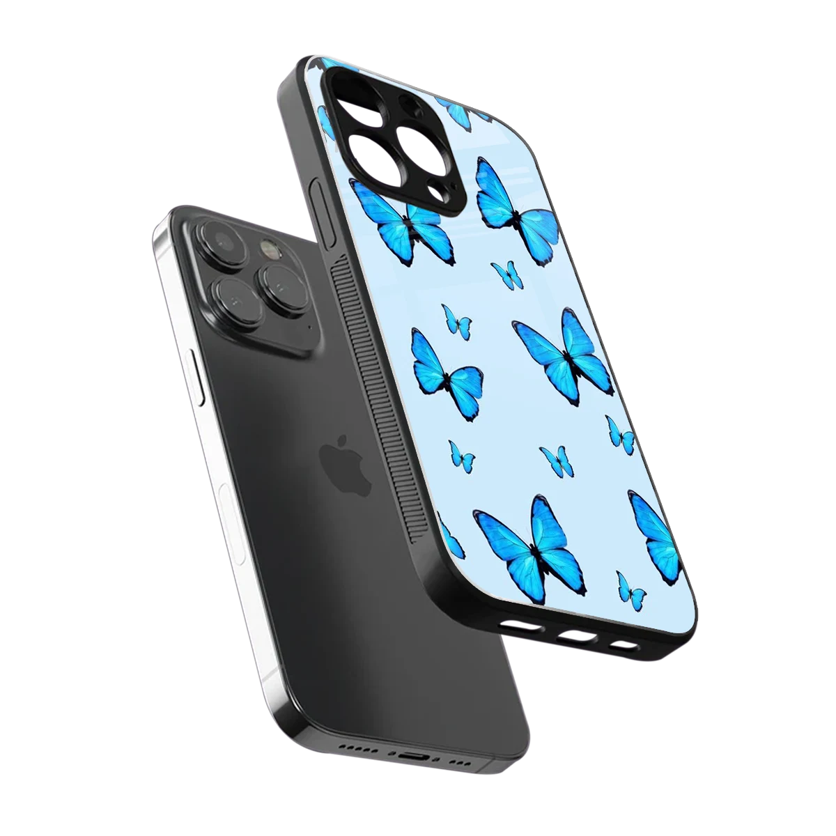 Gimme Butterflies Aesthetic sleek iphone 16 pro max cover with tempered glass back and TPU edges