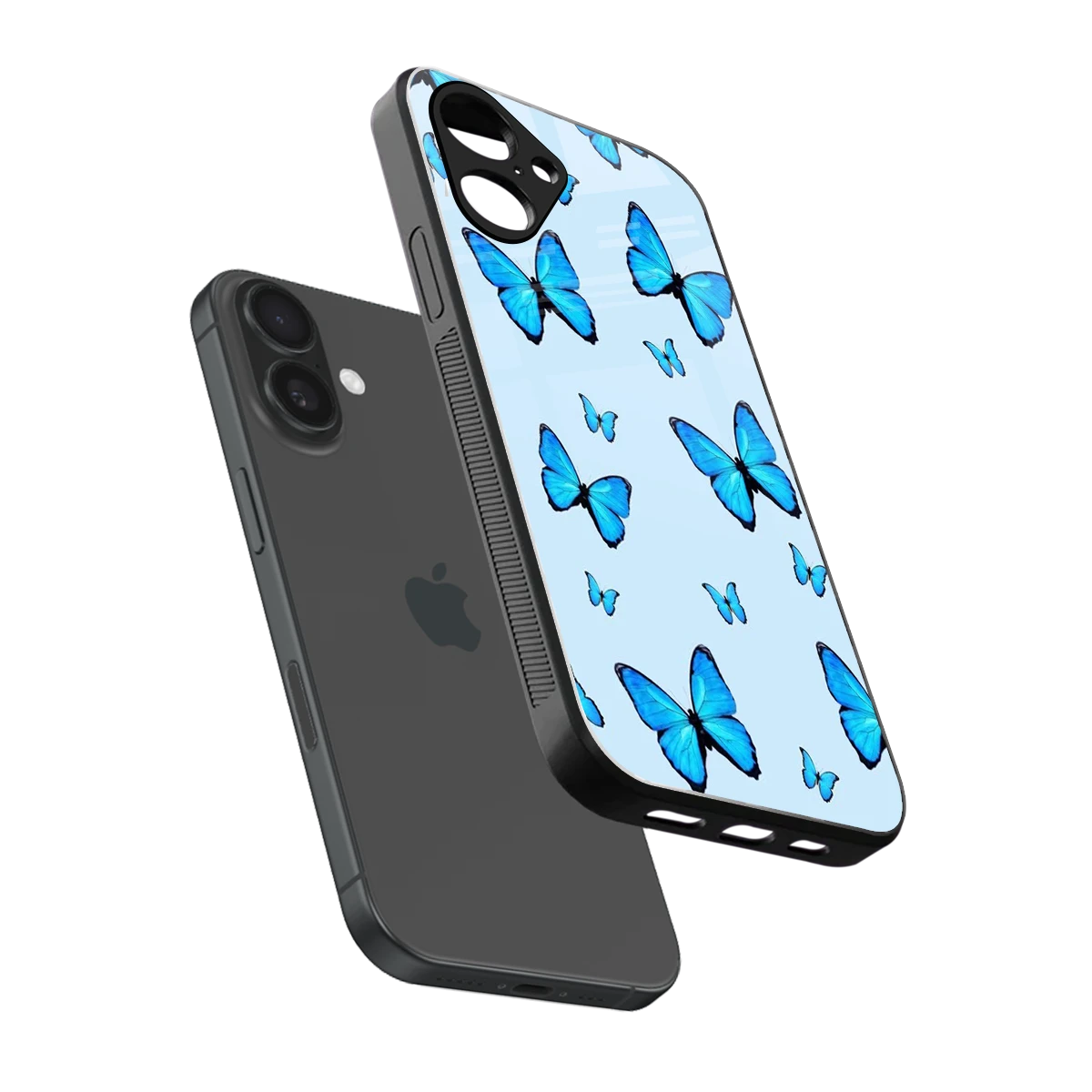 Gimme Butterflies Aesthetic sleek iPhone 16 cover with tempered glass back and TPU edges