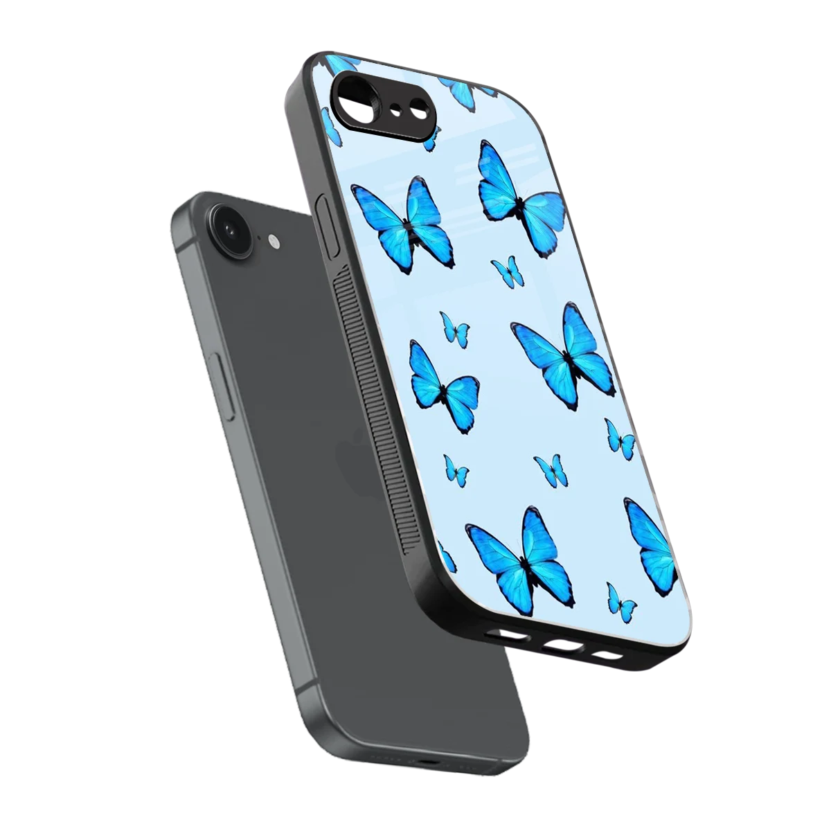 Gimme Butterflies Aesthetic sleek iphone 17e cover with tempered glass back and TPU edges