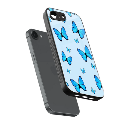 Gimme Butterflies Aesthetic sleek iphone 17e cover with tempered glass back and TPU edges
