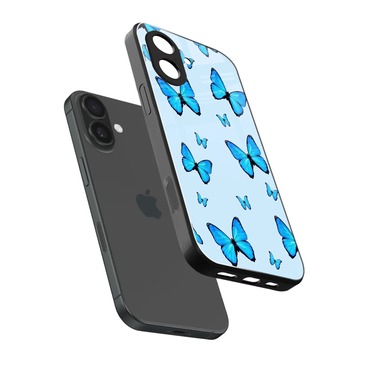 Gimme Butterflies Aesthetic sleek iphone 17 cover with tempered glass back and TPU edges