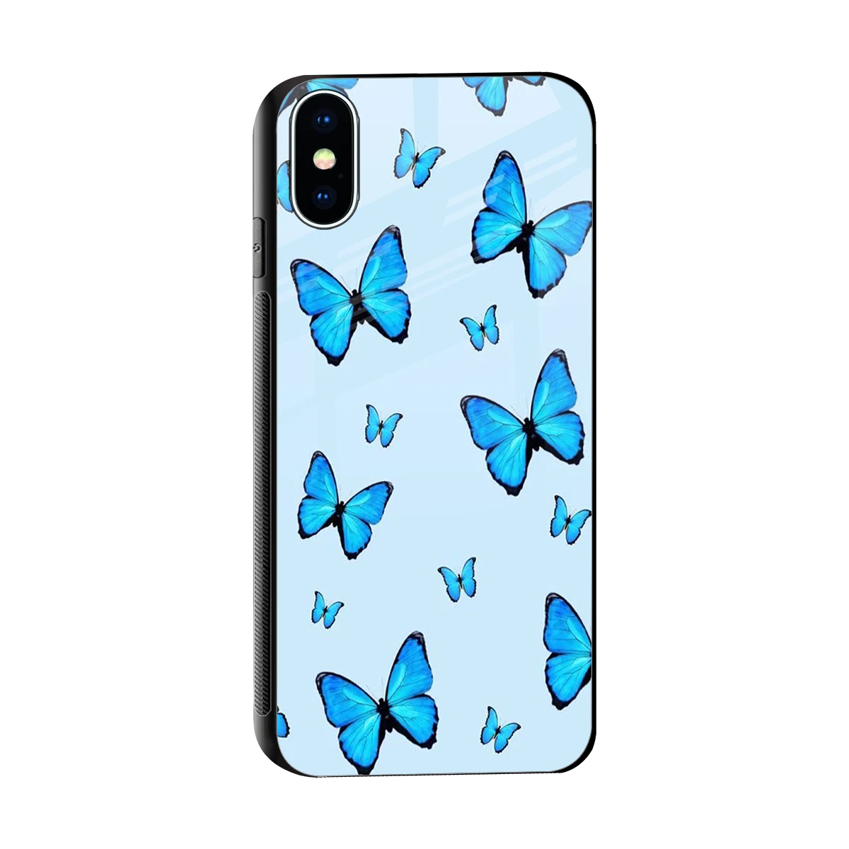 Gimme Butterflies Aesthetic sleek iphone xs cover with tempered glass back and TPU edges