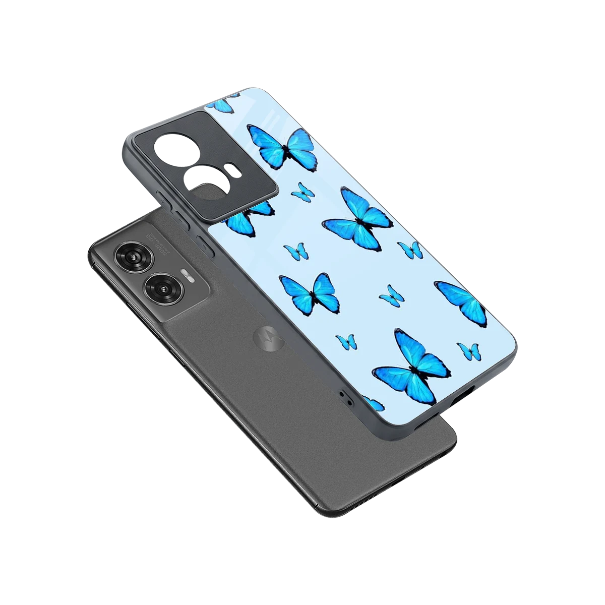 Gimme Butterflies Aesthetic sleek motorola edge 50 fusion cover with tempered glass back and TPU edges