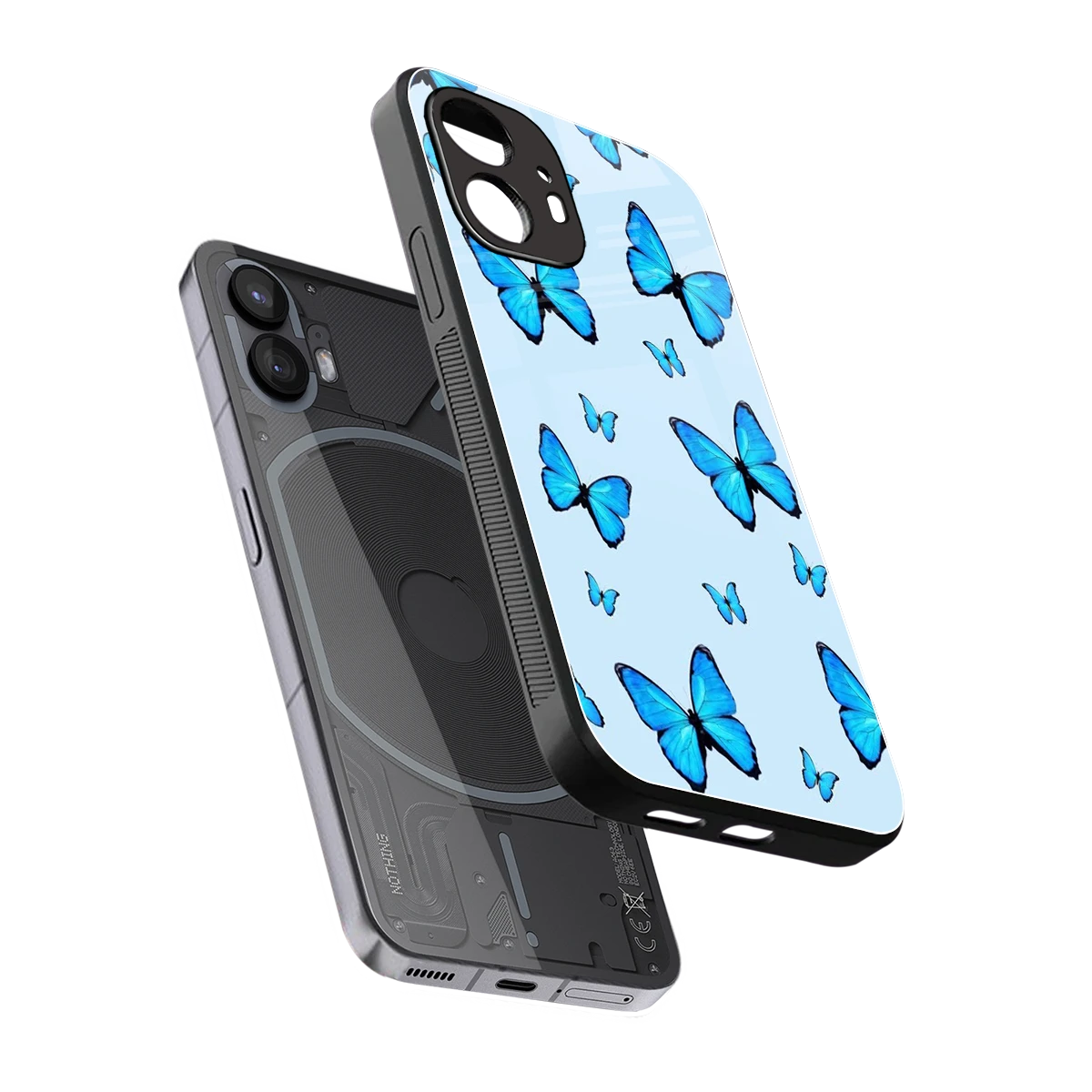 Gimme Butterflies Aesthetic sleek nothing phone 2 cover with tempered glass back and TPU edges