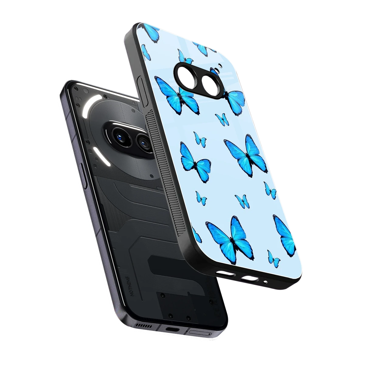 Gimme Butterflies Aesthetic sleek nothing phone 2a plus cover with tempered glass back and TPU edges