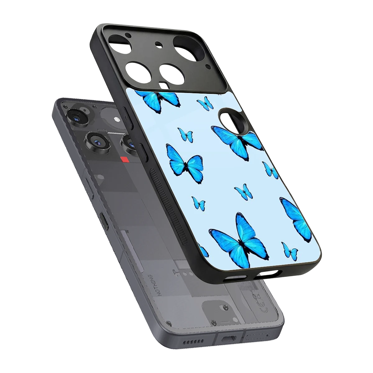 Gimme Butterflies Aesthetic sleek nothing phone 3 cover with tempered glass back and TPU edges