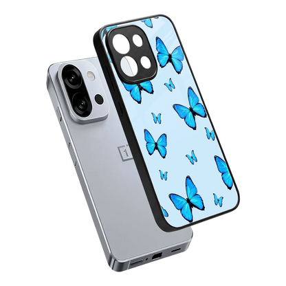 Gimme Butterflies Aesthetic sleek oneplus 13s cover with tempered glass back and TPU edges