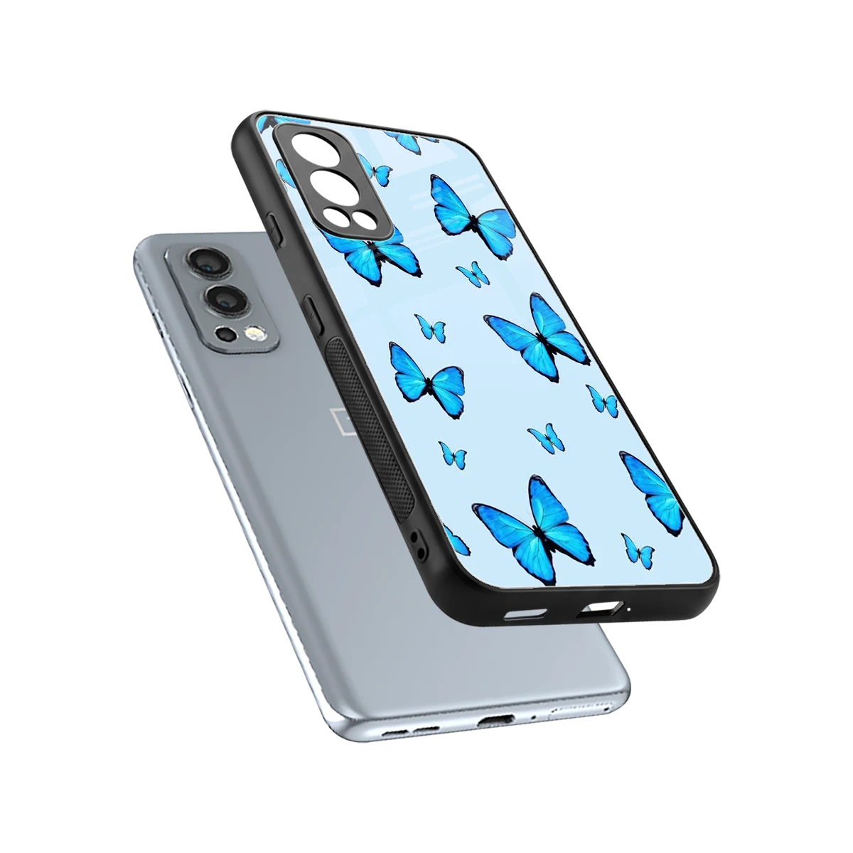 Gimme Butterflies Aesthetic sleek oneplus nord 2 cover with tempered glass back and TPU edges