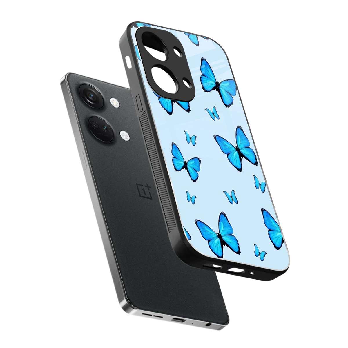 Gimme Butterflies Aesthetic sleek oneplus nord 3 cover with tempered glass back and TPU edges