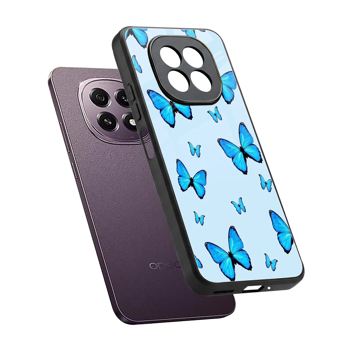 Gimme Butterflies Aesthetic sleek oppo f29 5g cover with tempered glass back and TPU edges