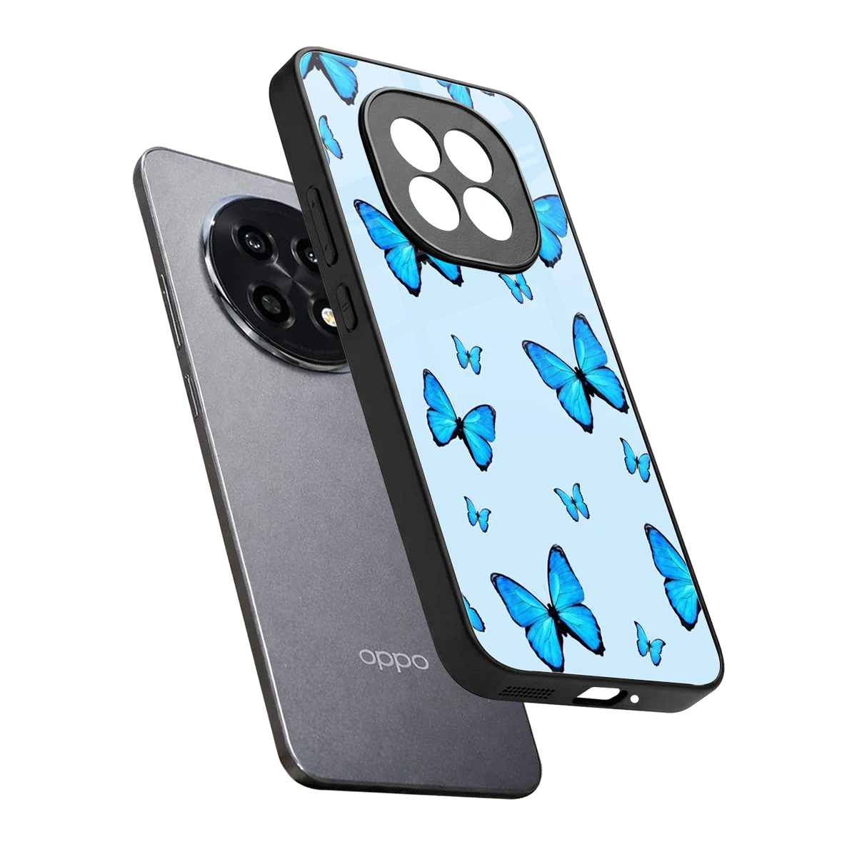 Gimme Butterflies Aesthetic sleek oppo f29 pro 5g cover with tempered glass back and TPU edges