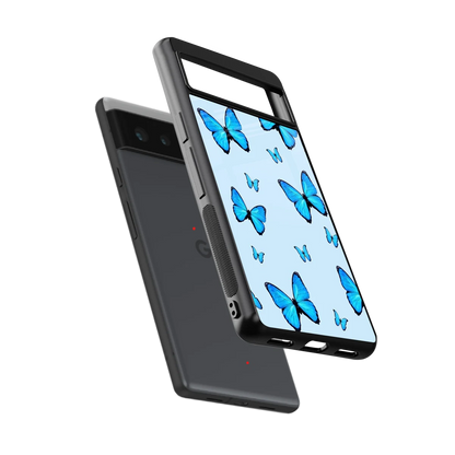 Gimme Butterflies Aesthetic sleek google pixel 6a cover with tempered glass back and TPU edges