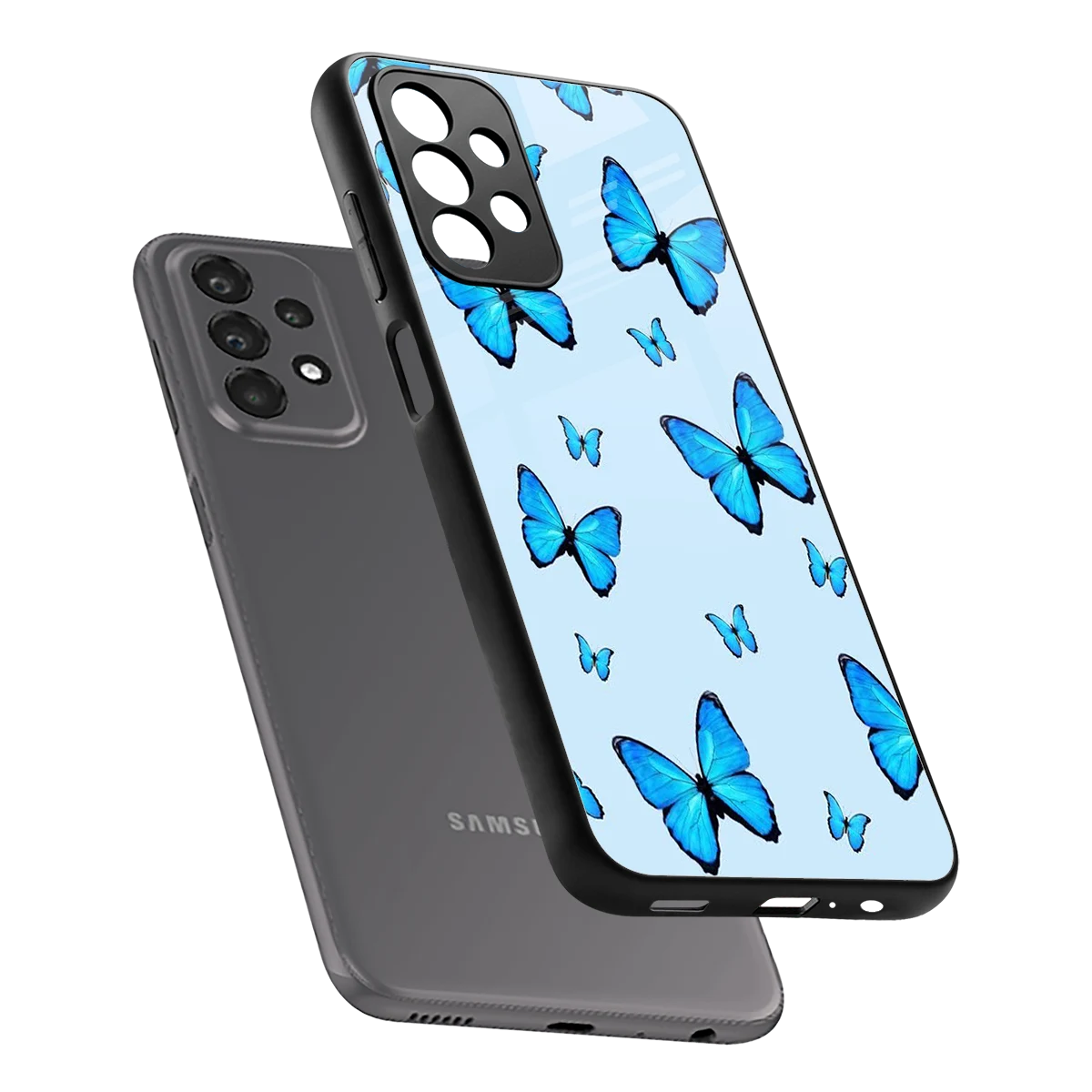 Gimme Butterflies Aesthetic sleek samsung galaxy a23 cover with tempered glass back and TPU edges