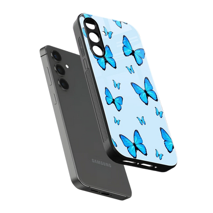 Gimme Butterflies Aesthetic sleek samsung galaxy m35 5g cover with tempered glass back and TPU edges