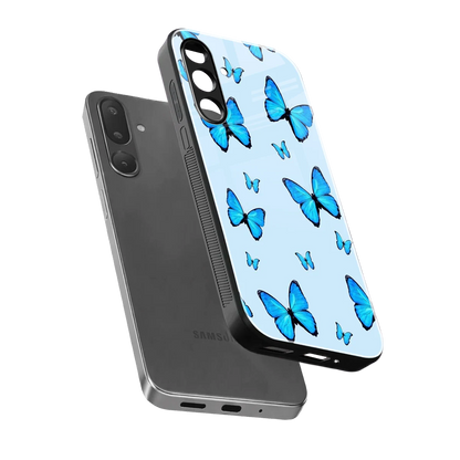 Gimme Butterflies Aesthetic sleek samsung galaxy m36 5g cover with tempered glass back and TPU edges