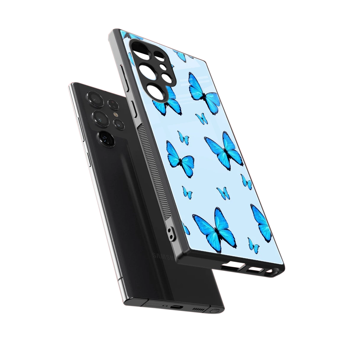 Gimme Butterflies Aesthetic sleek samsung galaxy s24 ultra cover with tempered glass back and TPU edges