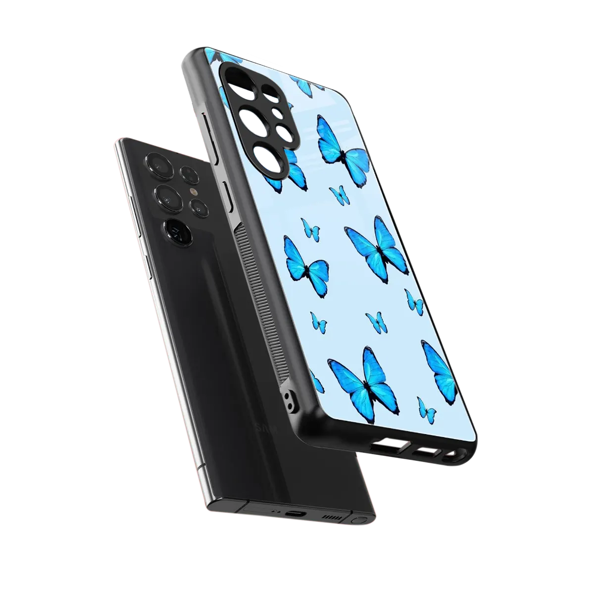 Gimme Butterflies Aesthetic sleek samsung galaxy s25 ultra cover with tempered glass back and TPU edges