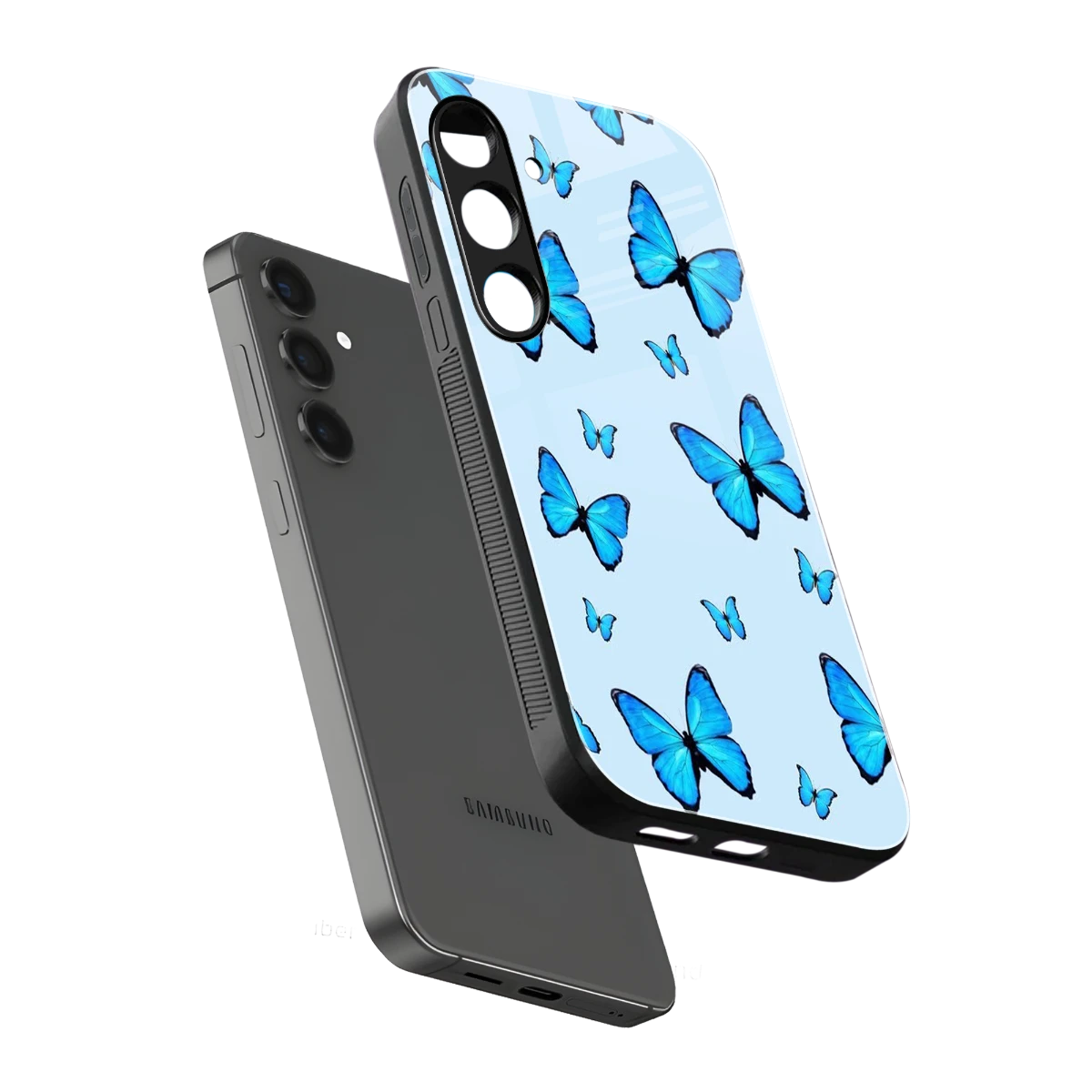 Gimme Butterflies Aesthetic sleek samsung galaxy s24 cover with tempered glass back and TPU edges