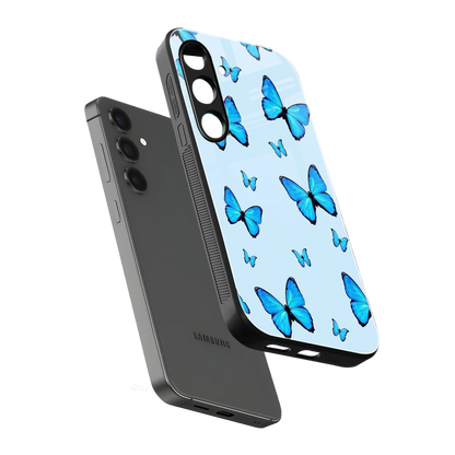 Gimme Butterflies Aesthetic sleek samsung galaxy s24 cover with tempered glass back and TPU edges