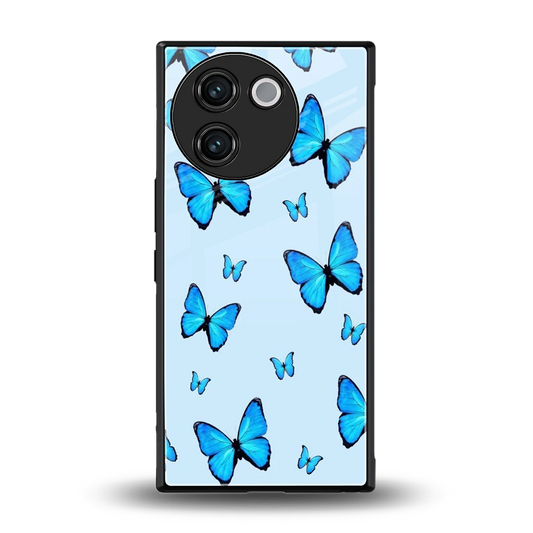 Gimme Butterflies Aesthetic back phone cover | glass case for vivo v30e