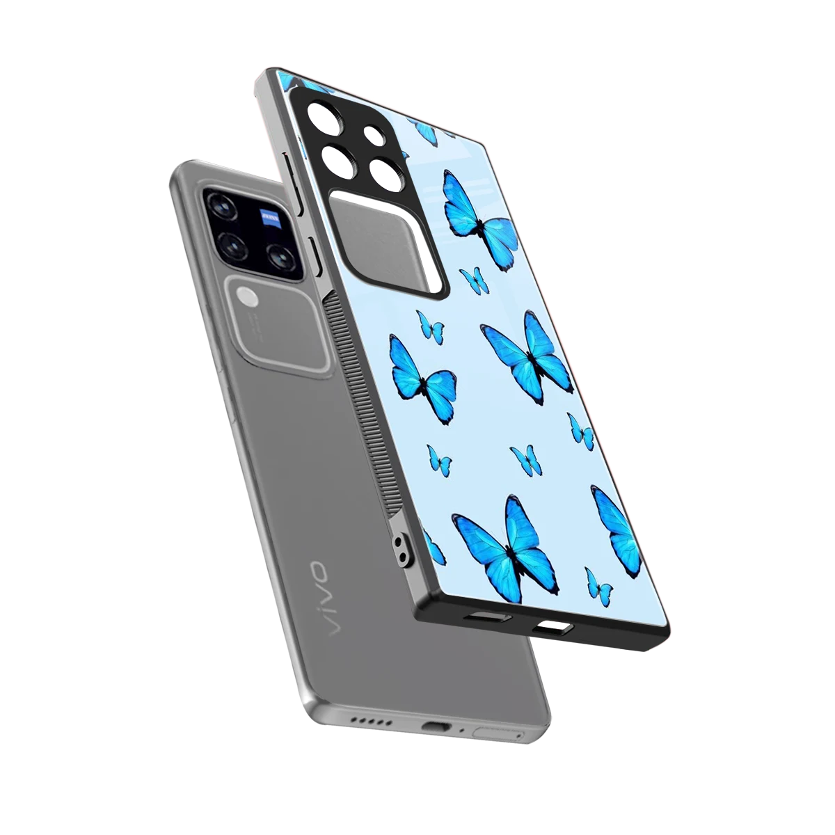 Gimme Butterflies Aesthetic sleekvivo v30 pro cover with tempered glass back and TPU edges