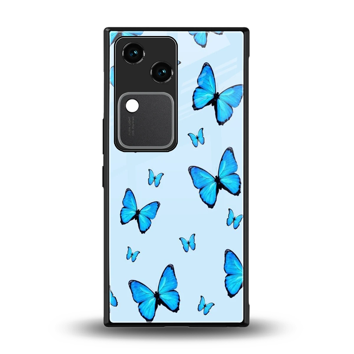 Gimme Butterflies Aesthetic back phone cover | glass case for vivo v30